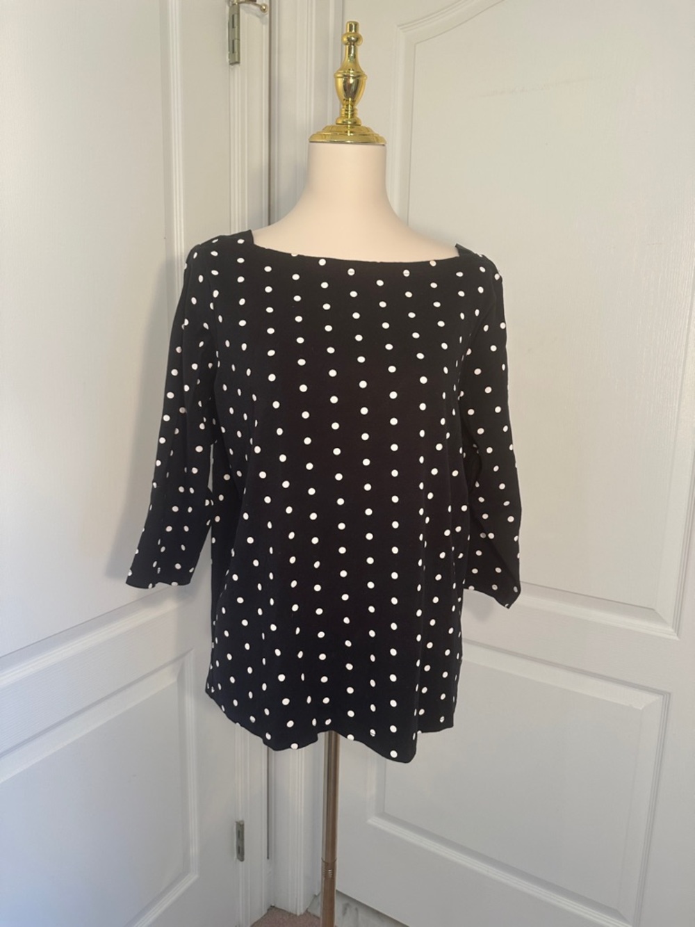 Vintage Rafaella Women’s Black Polka Dot Top Sz 1X